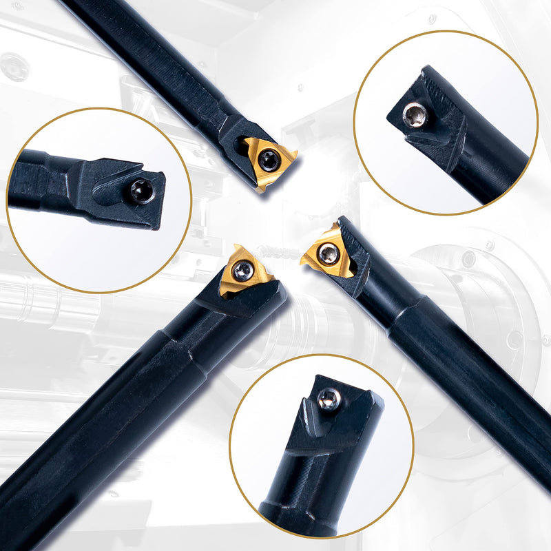 Lathe Turning-Tools Threading Holder - Metal Lathe Cutting Tools 3pcs Internal Turning Holders Boring Bars SNR0008K11+SNR0010K11+SNR0012M11 with 3pcs Indexable Carbide Inserts for Lathe Tools