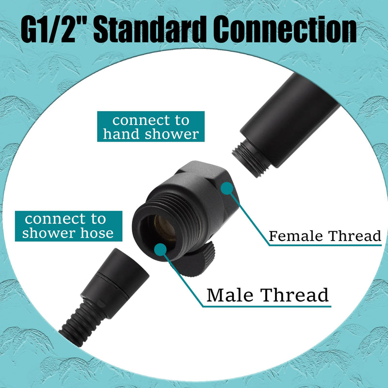 Water Flow Control Valve, G1/2" Brass Shower Flow Shut Off Valve, Simple Water Volume Adjust Valve, Water Pressure Regulator for Hand Held Shower, Matte Black