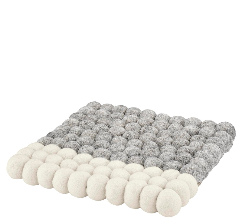 Cilio Fair Trade Certified 100% Wool Trivet Made in Nepal, 8" Square, Gray/White