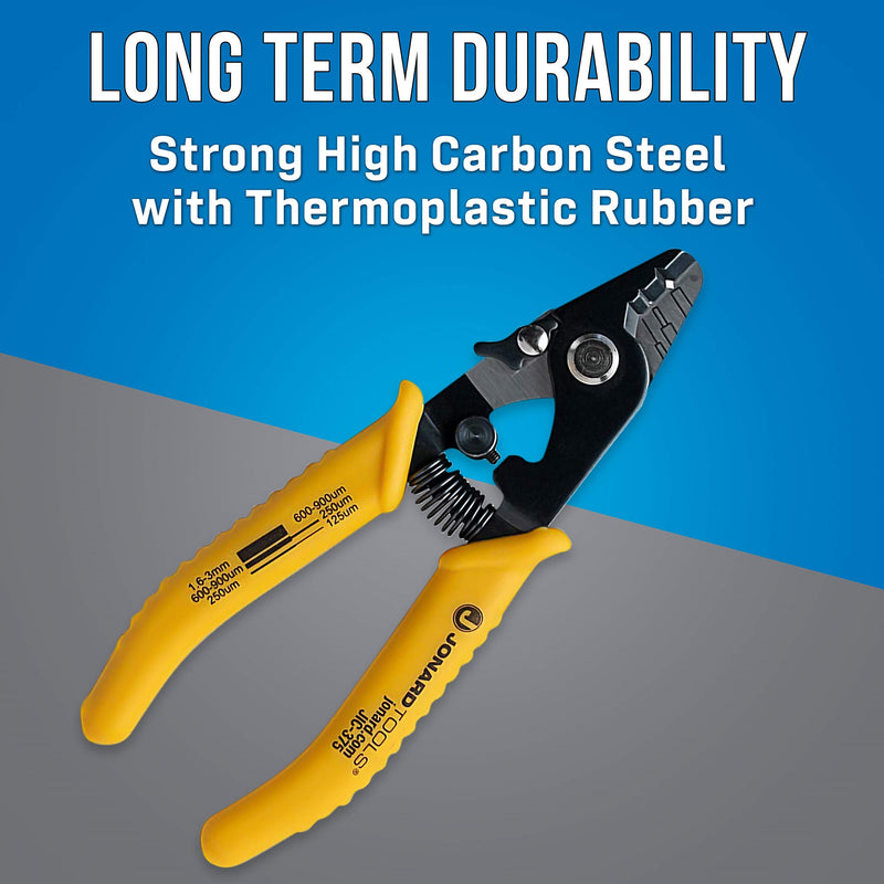 Jonard Tools JIC-375 Three Hole Fiber Optic Stripper with TPR Handle, 6" Length, Оne Расk 3 Hole: 250 μm, 600-900 μm, 1.6-3.0 mm