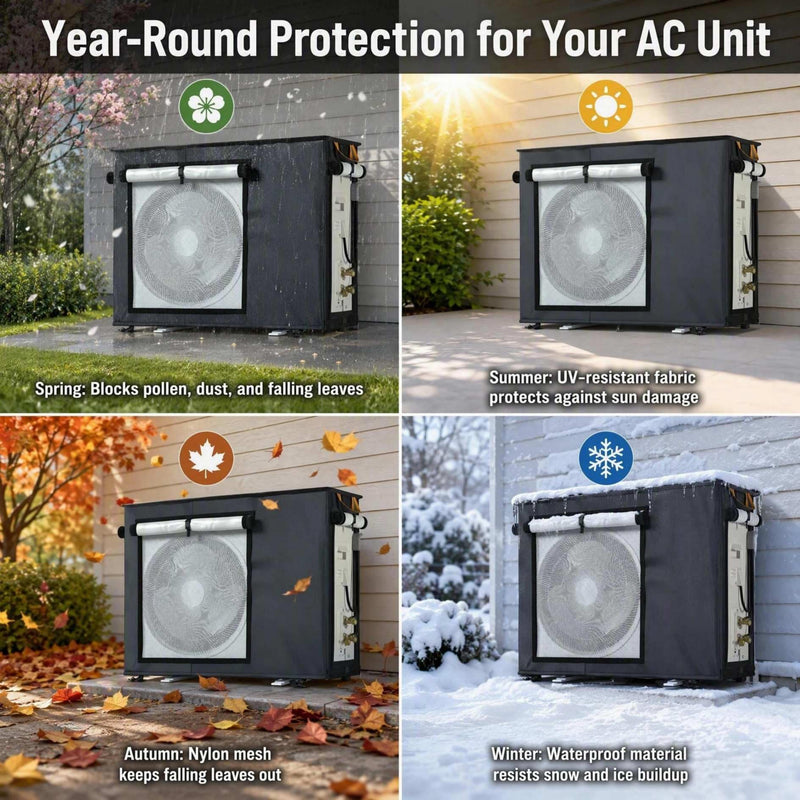 Mini Split Cover for Air Conditioner Outside Unit, 29.1"L x11.8"W x 21.7"H Outdoor Air Conditioner Cover Can beUsed in Air Conditioner Operation, AC Protector for 9000-12000 BTU