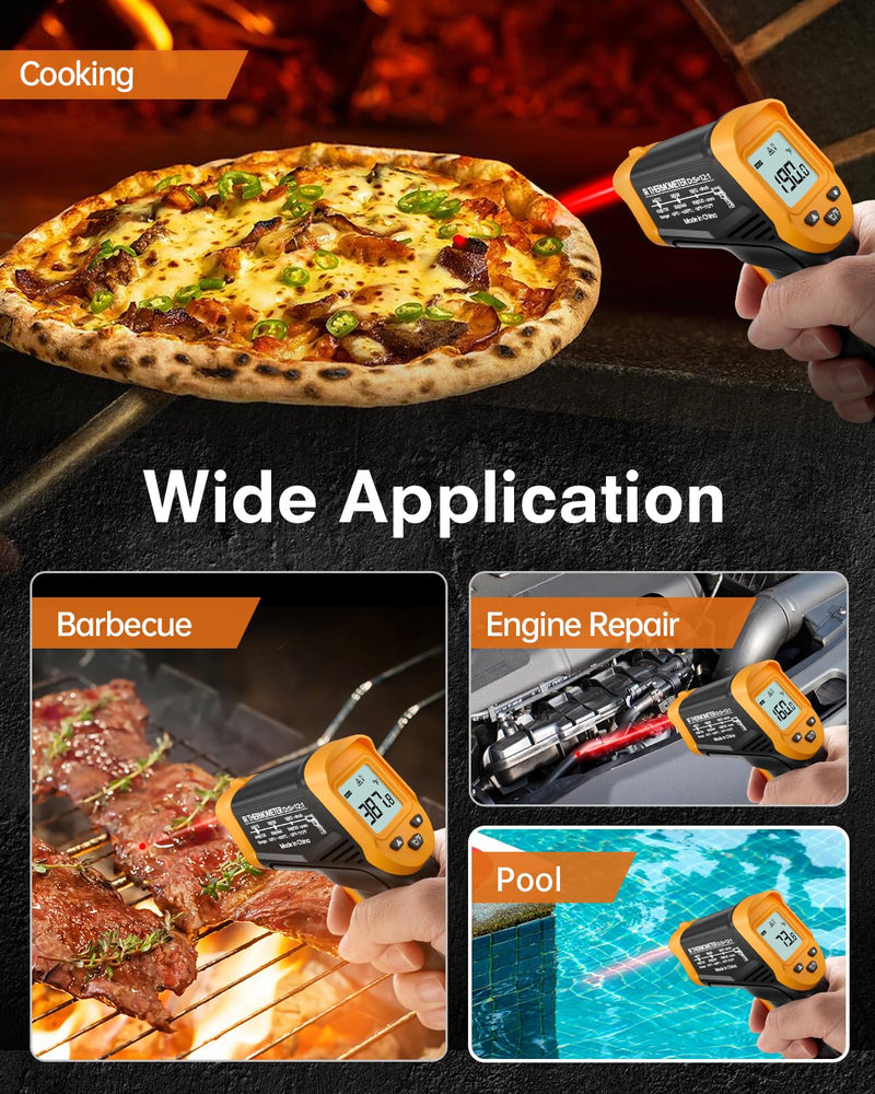 Eventek Infrared Thermometer Gun, Laser Thermometer Temperature Gun -58°F to 1112°F, IR Temp Gun for Cooking, Pizza Oven Accessories, Griddle, AC, Barbecue, Air Thermometer, Kitchen Cooking,Meat