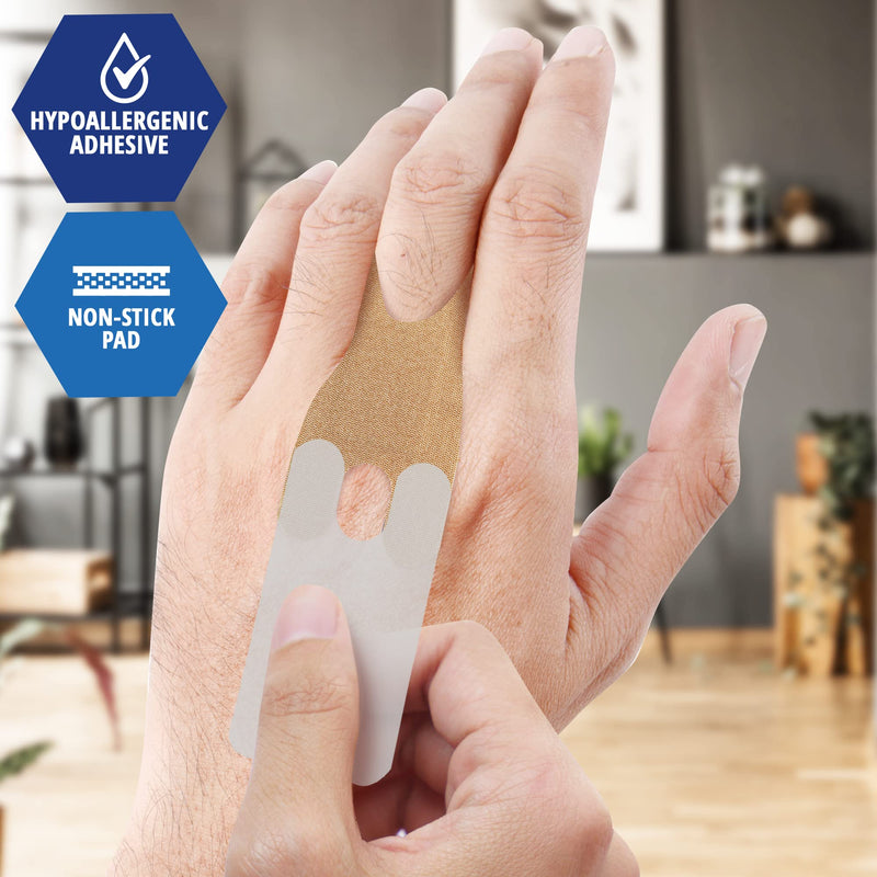 MED PRIDE Sterile Fabric Knuckle Adhesive Bandages [100 Count]- First Aid Finger Bandages Coated with Hypoallergenic Adhesive- Latex-Rubber Free Wound Care Bandages- Individual Wrapped- 1.5''x3'' - NewNest Australia