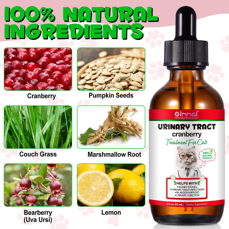 Urinary Tract for Cats, Natural Cat Urinary Tract Infection Treatment Drops Supports Bladder, Kidney Stone, Cat UTI, Cranberry Kidney Bladder Support Supplement, Chicken Flavor - 60ml / 2.02oz 1PCS
