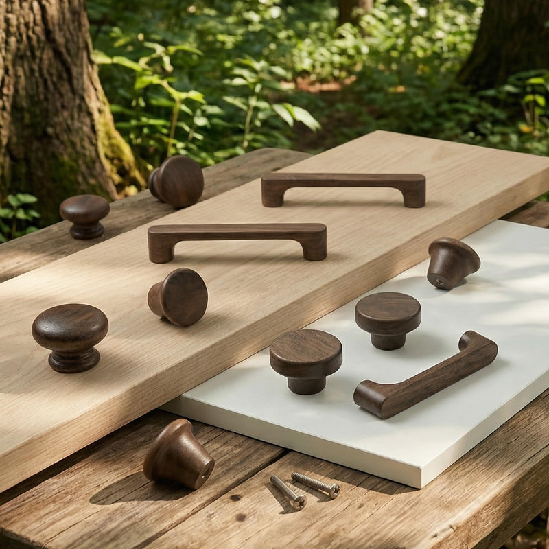 Mid Century Modern Walnut Mushroom Knobs for Cabinet,Drawer,Dresser and Closet Doors.Round Vintage Brown Wooden Crafts Furniture Knobs,Pulls and Handles (C-C 3'' Pulls, 10) C-C 3'' Pulls