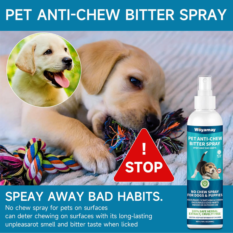 Woyamay No Chew Spray for Dogs 200ml + Cat Deterrent Spray 200ml to Stop Chewing Licking of Furniture, Prevent Scratching, Digging & Chewing