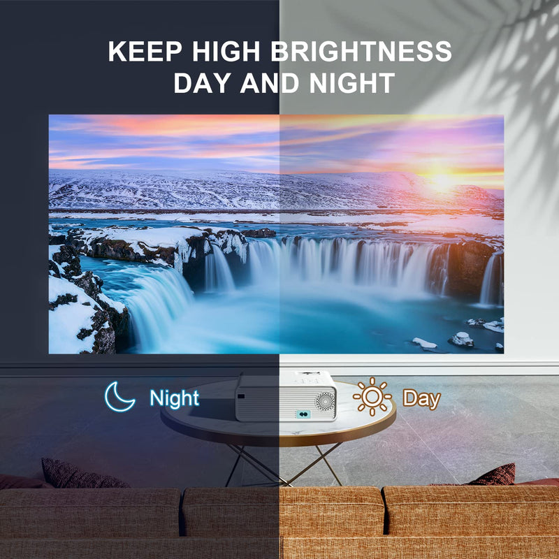 ASAKUKI Mini WiFi Projector, ASAKUKI 8000 Lumens Home Movie Projector, Full HD 1080P & 200" Display, Portable Video Outdoor Projector for iPhone Compatible with iOS/Android/TV Stick/HDMI/USB/VGA