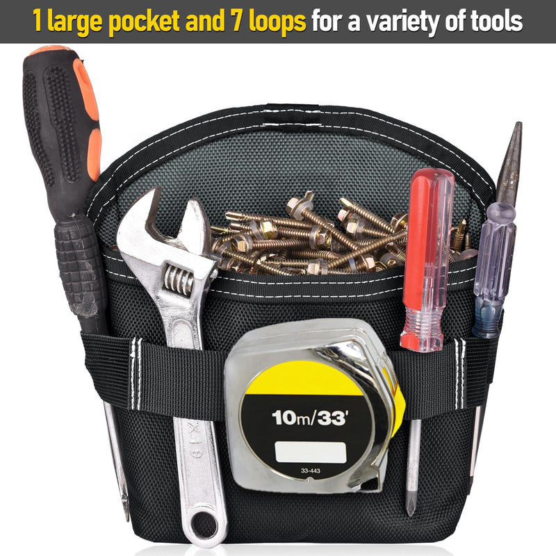 Tool Pouch Nails Screws Bag with Belt Clip (XL, Black) XL - Black