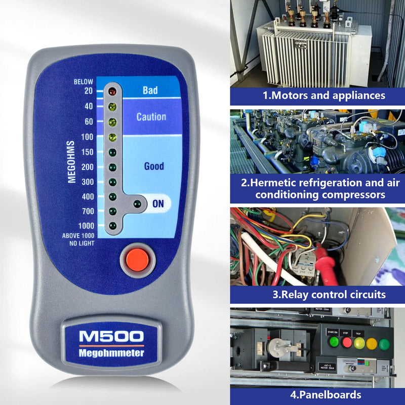 M500 Megohmmeter for Insulation Testing，Compatible with Supco M500 Electronic Megohmmeter，Will accurately Measure Insulation Values up to 1000 Megohms at 500 Volts