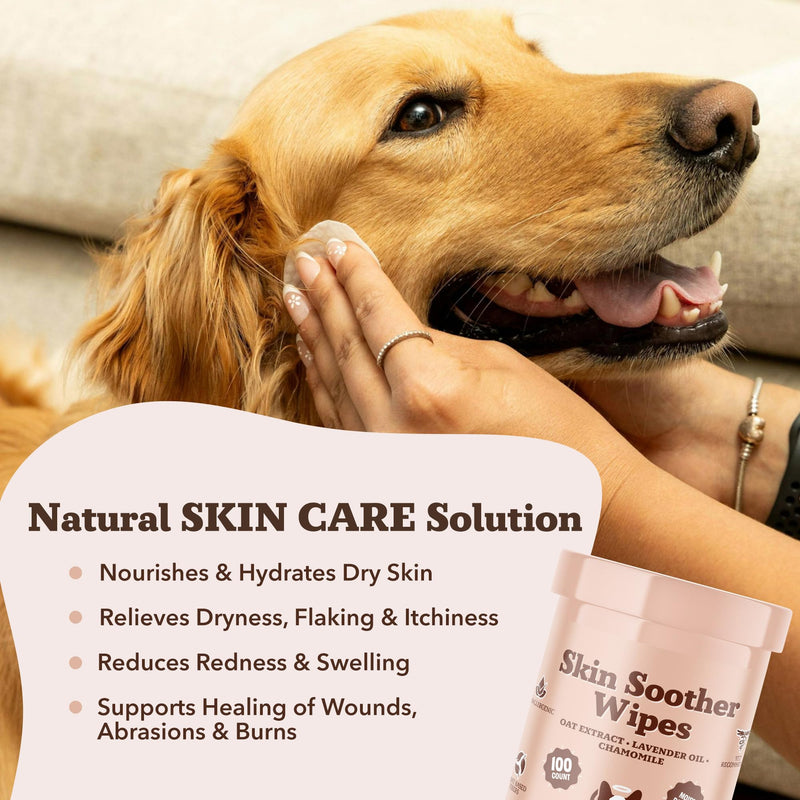 Natural Dog Company Ear Wipes & Skin Soother Wipes Bundle – Essential Oil Infused Ear Cleaner & Hypoallergenic Moisturizing Wipes – Itch Relief, Odor Reduction & Skin Hydration – 50 ct + 100 ct