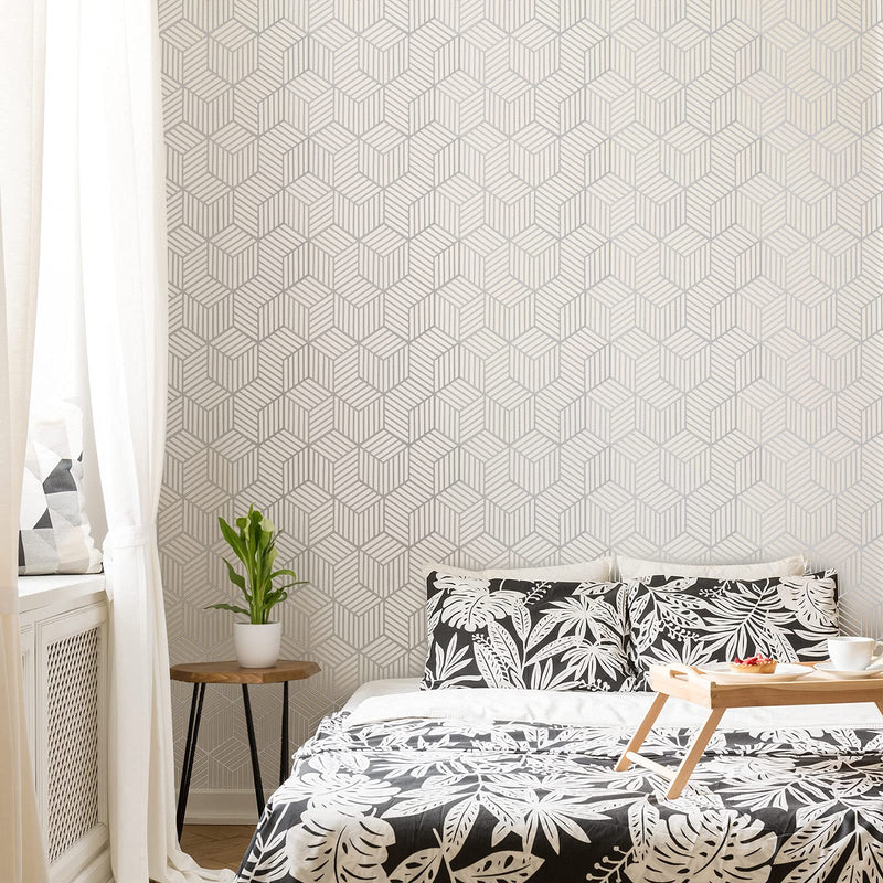 8 Pieces 12 x 12 Inch Herringbone Geometric Wall Modern Stencils Decor Reusable Film Decorative for Painting, Walls, Pattern (Simple Style)