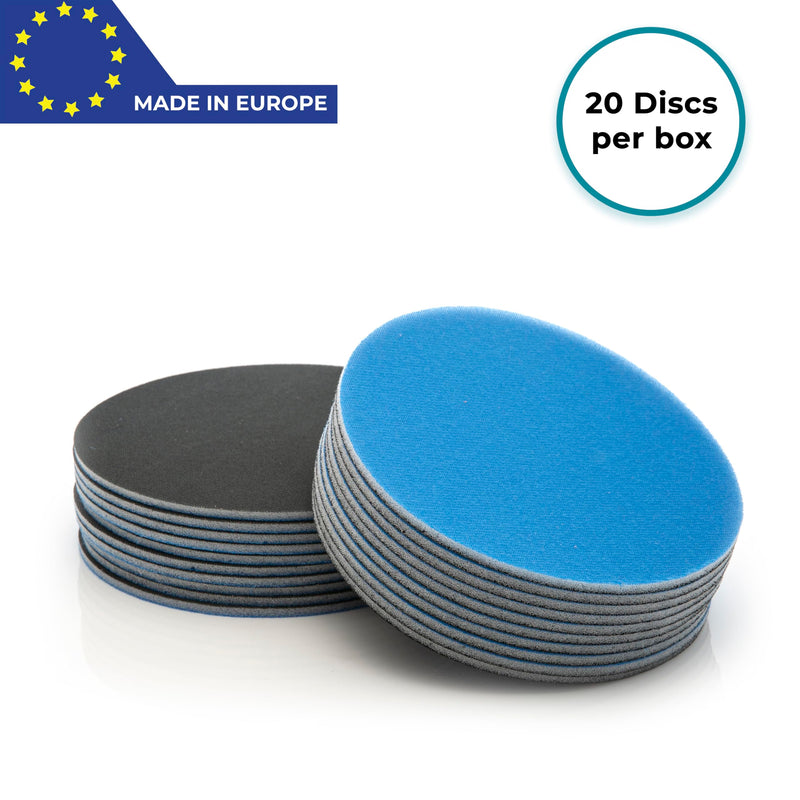 Glass Polish 3 inch (75mm) 500 Grit Pack of 20 Sanding Discs for Rotary Polisher - Foam Backed Silicon Carbide Abrasive P500 - GP14302