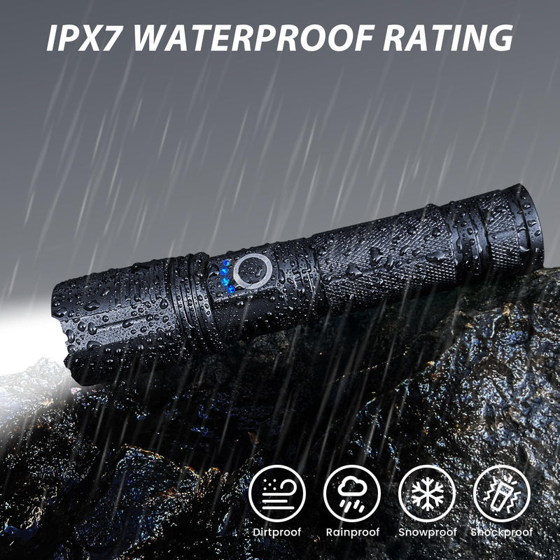 THY TRY 2 Pack Rechargeable Flashlights 90000 High Lumens, Super Bright Rechargeable Flashlights for Home, High Powered Flash Light with 5 Modes for Outdoor Activities