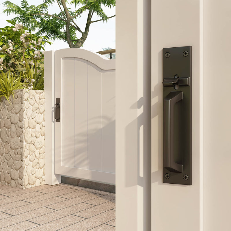 Sdstone Heavy Duty Gate Latch for Wooden Fence，Two Sided Gate Latch for Outdoor Fence， Door Latch Gate Hardware for Wooden Gates, Pool Gate, Backyard, Garden（Black） GL-2