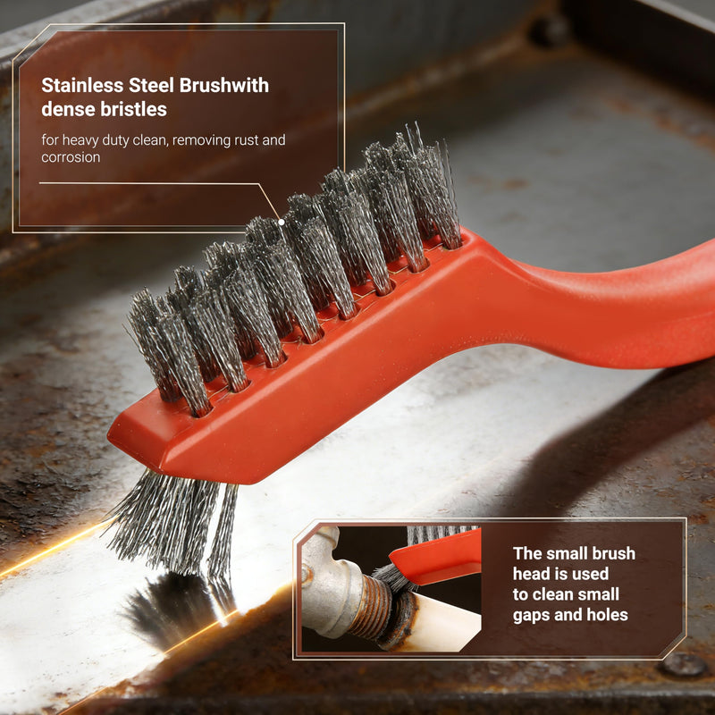 24 Pieces Stainless Steel Wire Brush Set, Stainless Steel Bristles | for Cleaning Welding Slag and Rust,Scratch Brush with Mini Head & Hanging Hole for everyday cleaning 24