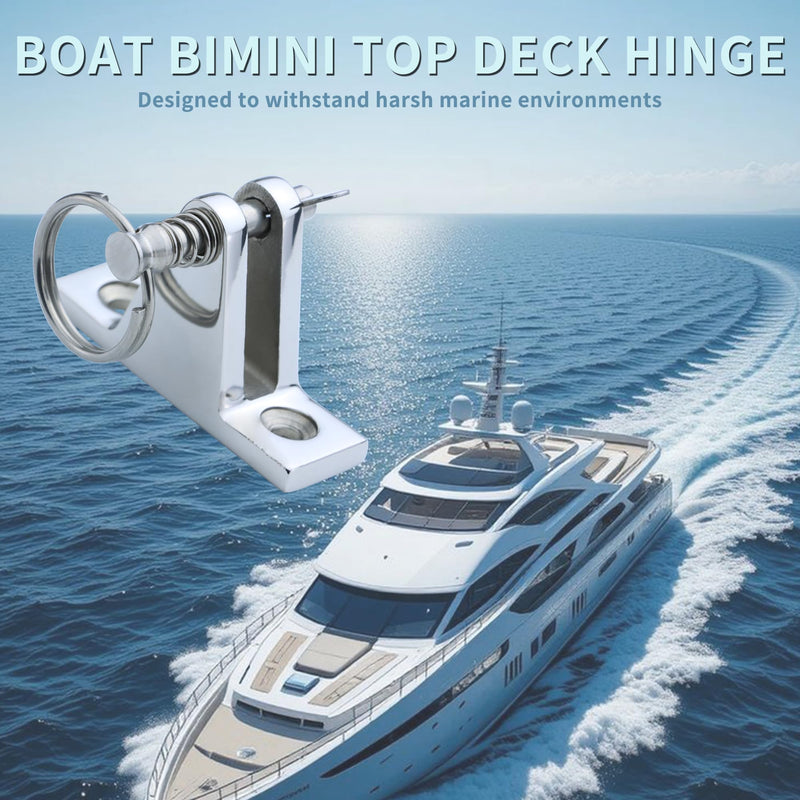 Bimini Top Deck Hinge with Quick Release Pin, 316 Stainless Steel 90° Marine Hardware with Mounting Screws（4 Pack） 4