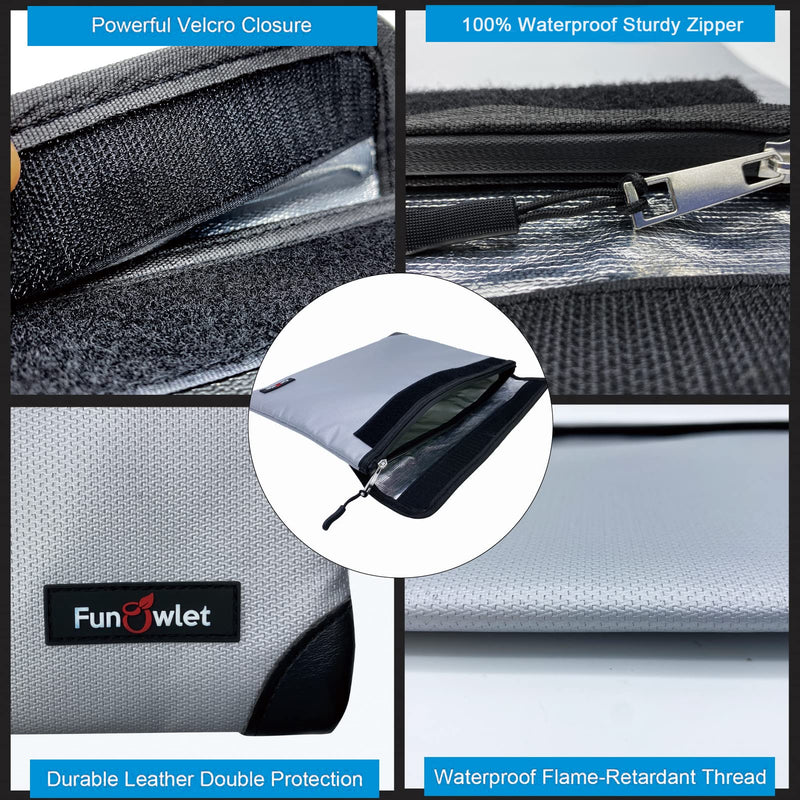 Fireproof Waterproof Money Document Bag - with 4200°F Heat Insulated Safe Storage Pouch with Zipper Upgraded 8 Layers of Functional Material for Valuables (13.9"x10.6" Gray) 13.9"x10.6"