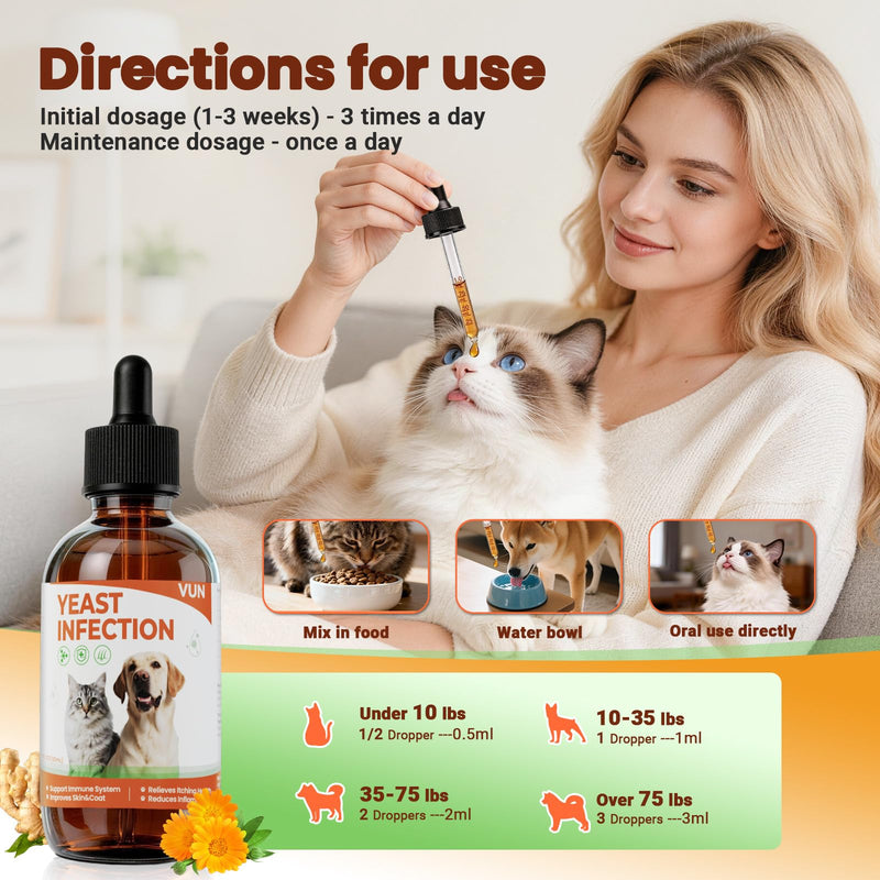 Yeast Infection Treatment for Dogs & Cats-Natural Fast Relief Drop for Itchy Skin, Ears & Paws Redness -Supports Allergy, Inflammation & Immune Health,2 fl oz Salmon Flavor (1 Pack) 1 Pack