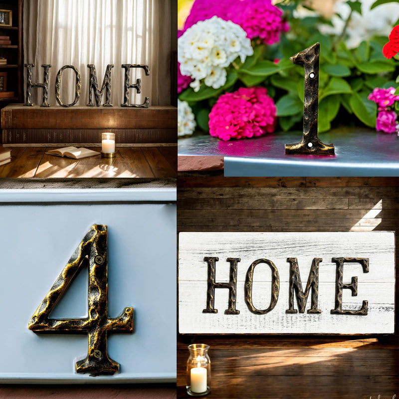 5-Inch House Numbers & Letters -Cast Iron Anti-Rust Mailbox Numbers-Address Number for Home, Office, or Business/Bronze/Number 4