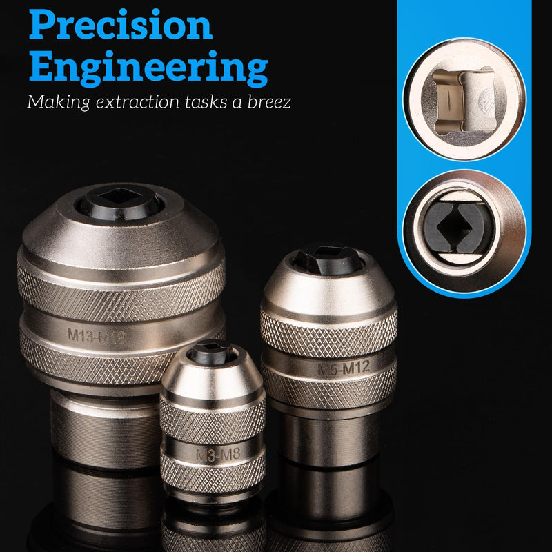 Tap Sockets,3 Pieces Tap Extractor,Adjustable Extraction Tool,Tap Handle for Taps,Reamers,Screw Extractors 3-piece