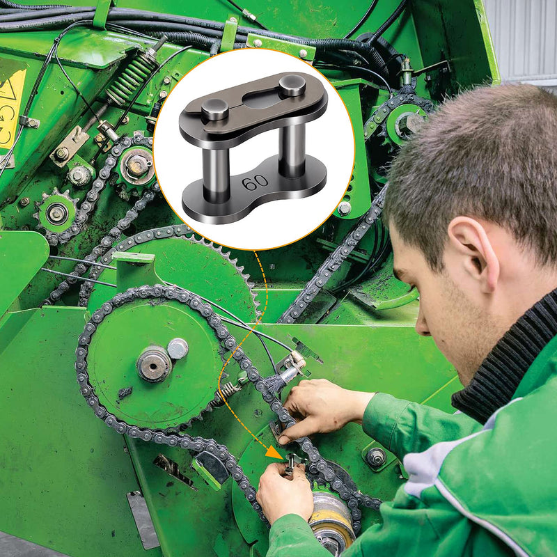 5 Pack #60 Roller Chain Connecting Links, Master Connector Link for Agricultural Machine, Tractors 5 Pack #60