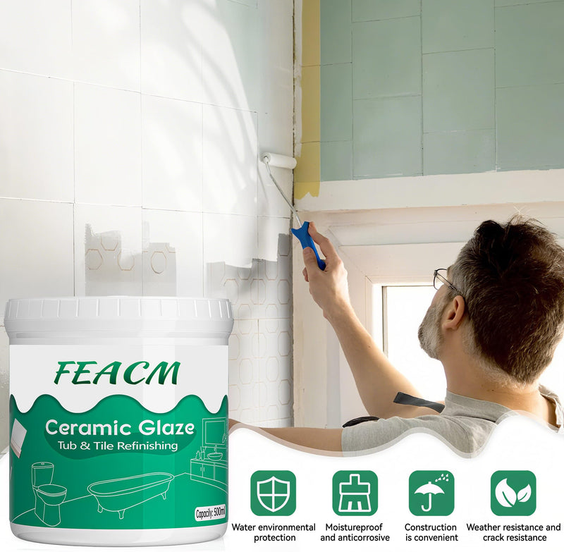 Tile Paint, Tub and Tile Refinishing Kit, Tub Refinishing Kit White Bathtub Water Based &Low Odor, Easy to Use Sink Paint for Bathroom Kitchen, Semi-Gloss White, 25-30sq.ft. 17 Fl Oz (Pack of 1)