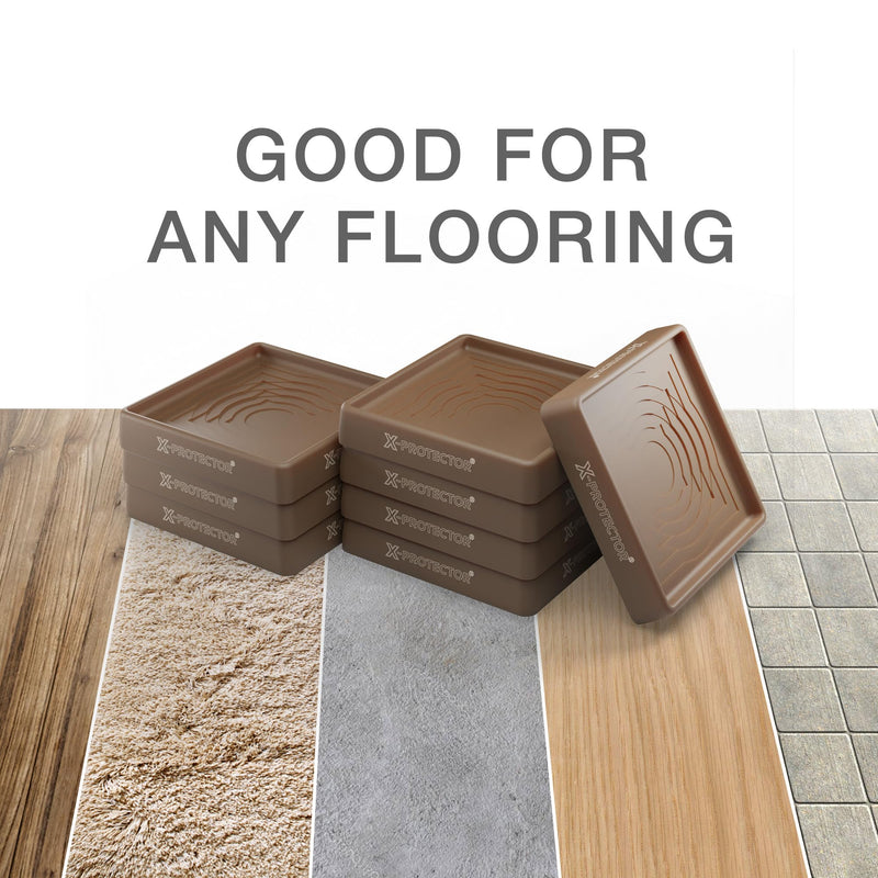 Furniture Cups X-PROTECTOR – 3" Caster Cups 8 PCS – Premium Furniture Coasters – Ideal Bed Stoppers – Non Skid Furniture Pads with a Perfect Design – Rubber Furniture Pads - Protect Any Flooring! 8 PCS 3" Brown