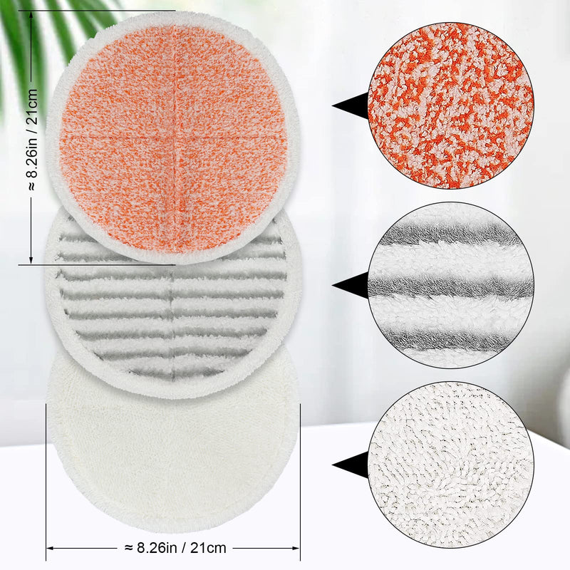 Spinwave Mop Replacement Pads for Bissell Spinwave 20399 23157 23159 2039A 2124A 20393 2039T 2039W 20391 20395 2307 2315A Hard Floor Mop Refill Heavy Scrub Pad- Part #1611297 & 1611298 (6+4+2) 6 Heavy Scrub Pads,2 Soft Pads，4 Scrubby Pads