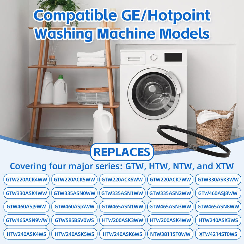 NBPLUS WH01X27538 Washer Drive Belt for GE/Hotpoint Washing Machines Parts AP6328256, PS12299369, 4587903, 290D1101P005, Washer Motor Belt Replacement Accessories