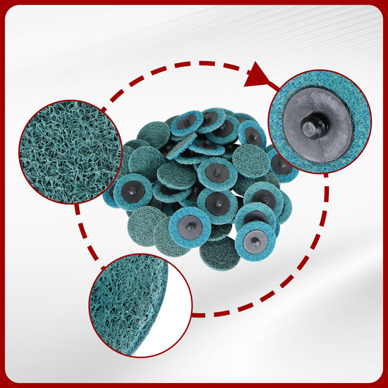 findmall 50Pcs 2 Inch Blue Quick Change Surface Prep Conditioning Discs, Fine Grit for Cleaning, Finishing and Deburring on Metals