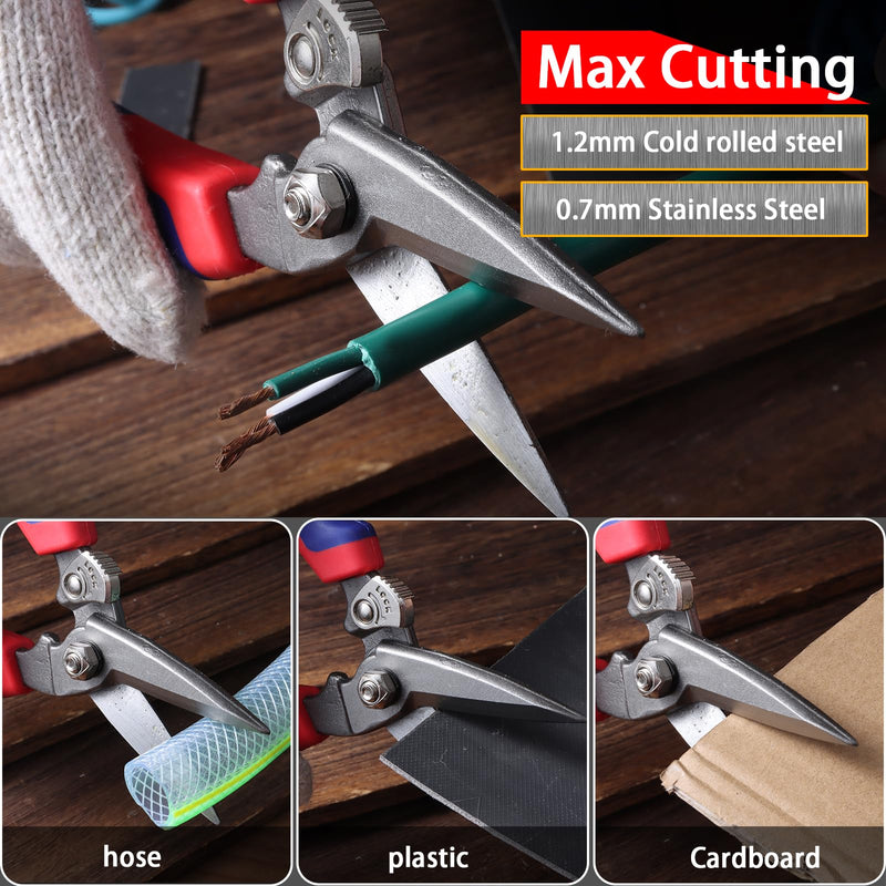 Heavy Duty Industrial Scissors: Utility Sharp Shears Easy Cutting Carpet, Cardboard, Wires, Iron Wire, Hose, Plastic（8'' Blue）