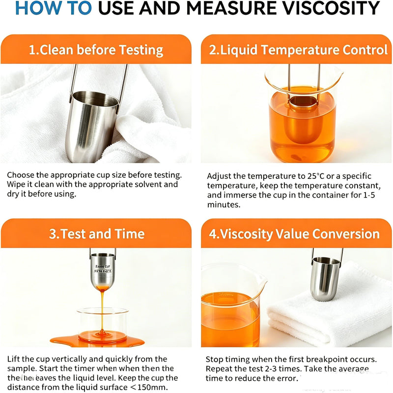 Zahn Cup Viscosity Cup Dip Type Viscometer Flow Cup 44 mL (No.4) No.4