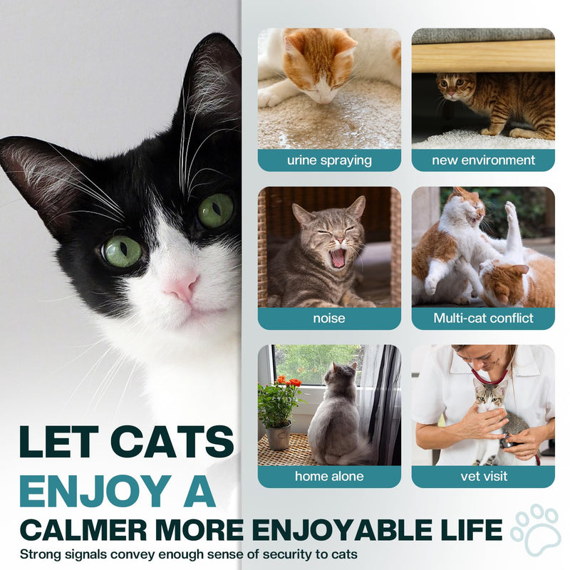 Cat Calming Diffuser 6 in 1 Multicat Calming Pheromones Diffusers Relief Scratching 90 Days Calm Relaxing Pheromone for Cats kit 48ml Refill Fits