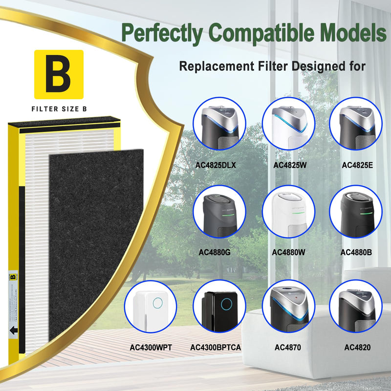 2+8 Pack FLT4825 HEPA Filter B Replacement for Germ Guardian Air Purifier 10