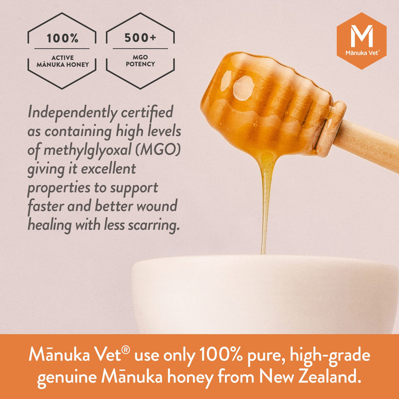 Manuka Vet Skin & Wound Gel, 500+ MGO Medical Grade Manuka Honey, Rapid Healing & Skin Repair Treatment for Dogs, Horses and Cats, 0.71oz (20g) Tube Small Tube 0.71 oz - PawsPlanet Australia