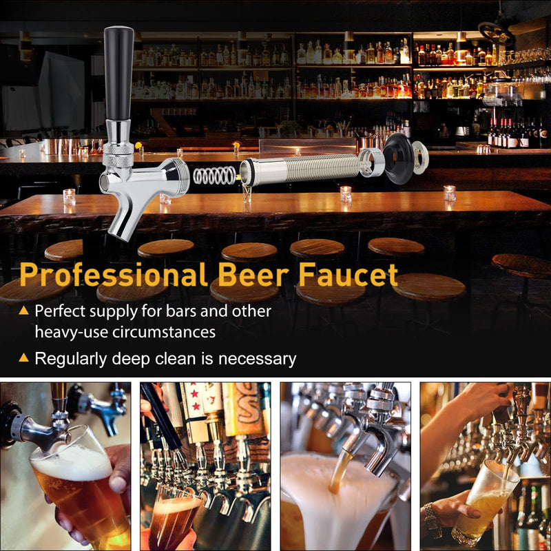 FERRODAY 4-1/8 inch Shank Stainless Steel Core Beer Faucet Draft Beer Faucet Chrome Plated Beer Tap No-Rust No-Leak Beer Faucet for Homebrew 1/4 Barb Keg Faucet Kegerator Parts Beer Tap Faucet
