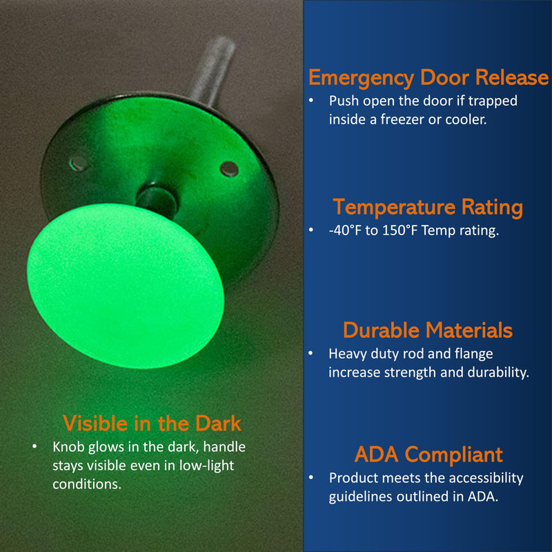 Awoco Kason 481 Inside Release Handle, Glow in Dark, Push Rod for 4" Thick Door of Walk-in Coolers and Freezers, Overall 6-7/8" (Steel 58 Short) Steel 58 S