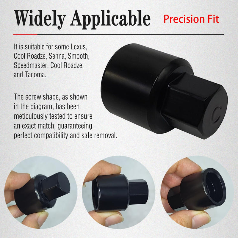 C-Wheel Locking Nut Key Compatible with Toyota Models, Lexus, Tacoma, Wheel Lock Nut Socket Adapter Set, Wheel Anti-Theft Lug Nut Removal Tool Socket C