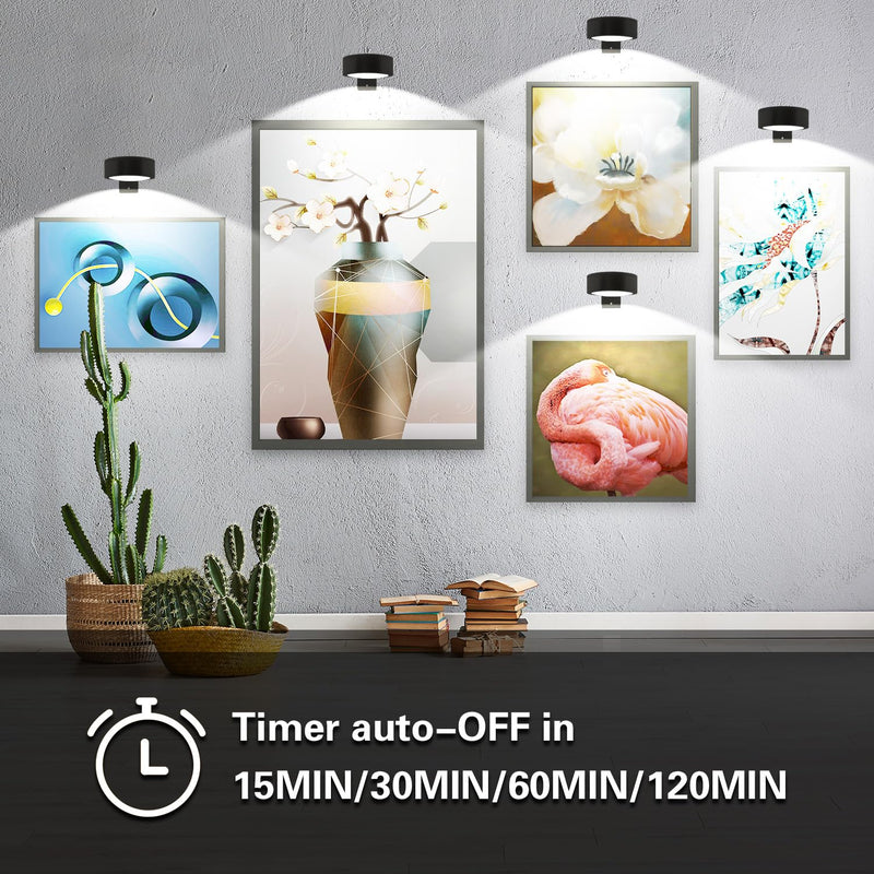3PACK Picture Light Battery Operated with Remote, Painting Light for Art with 3 Lighting Colors&Dimmable, LED Art Display Accent Light on Wall for Pictures Dartboard Photo Frame Portrait Black