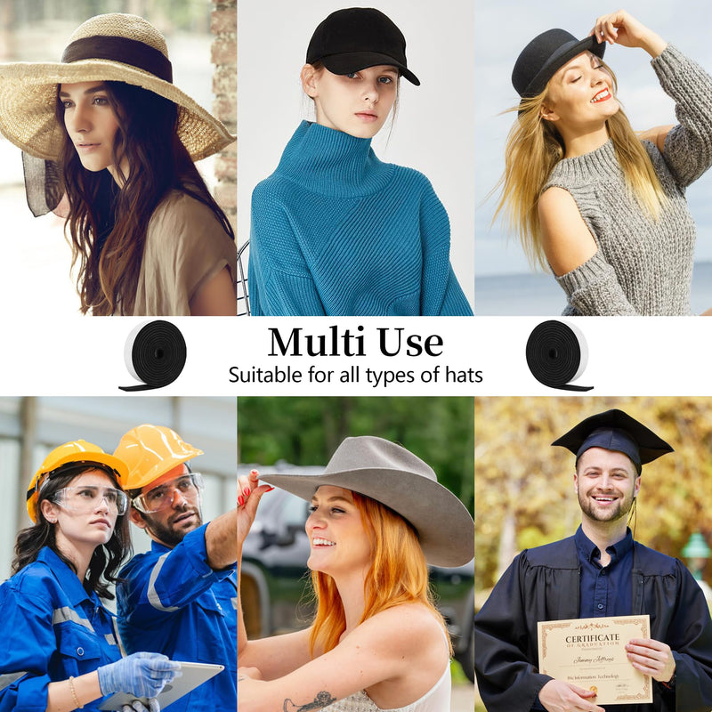 Hat Tape Roll 80" Hats Size Reducer Insert Foam Filler Cap Sizing Tape Self Adhesive for Hard Hat, Cowboy, Fedora, Baseball Caps, Pana, Straw, Western