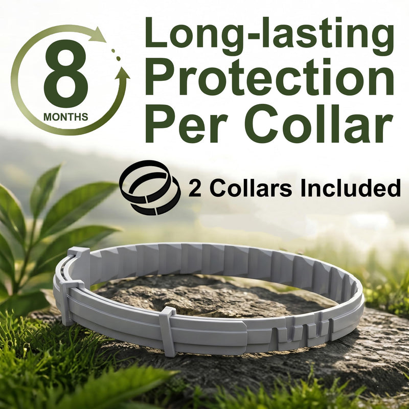 Craveit Dog Flea Collar, 2 Pack Flea Collar for Dogs Large, Gentle Plant-Based Tick Repellent for Large Dog, Waterproof & Adjustable, 8-Month Long-Lasting Defense