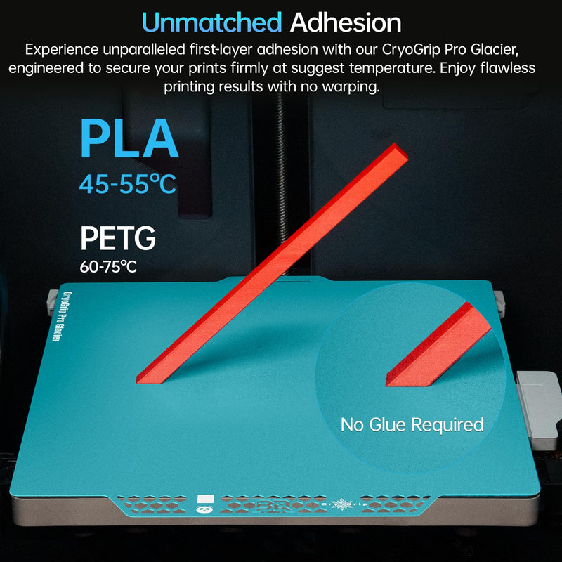 BIQU CryoGrip™ Pro Glacier 257x257mm Panda Build Plate for Bambu-Lab P1P/P1S/X1C/X1E/A1 3D Printer Double Sided Special Materials Upgrade Build Plate Removable Surface Platform CryoGrip Pro Glacier