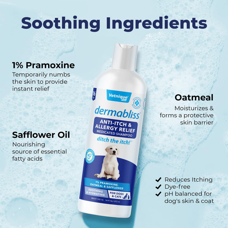 Vetnique Labs Dermabliss Anti-Itch Bundle for Dogs with Anti Itch Allergy Spray and Shampoo for Dogs and Cats Allergies - PawsPlanet Australia