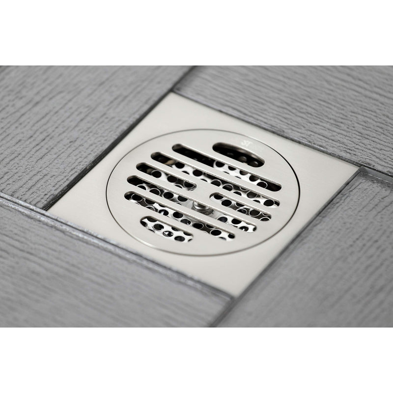 Kingston BSF4262BN 4" Brass Square Grid Shower Drain, Brushed Nickel