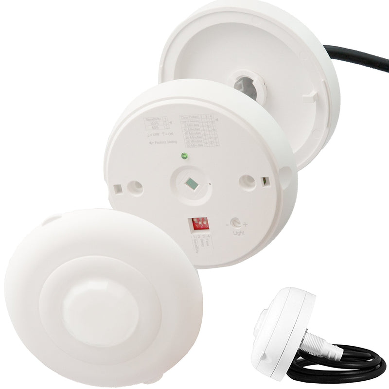 Enerlites MPC-52V PIR Ceiling Sensor, Ceiling Occupancy Sensor, Ceiling Light Sensor, Occupancy Sensor, Commercial Grade 360 Degree FOV, 800 Sq. Ft Coverage, 120-277VAC, White