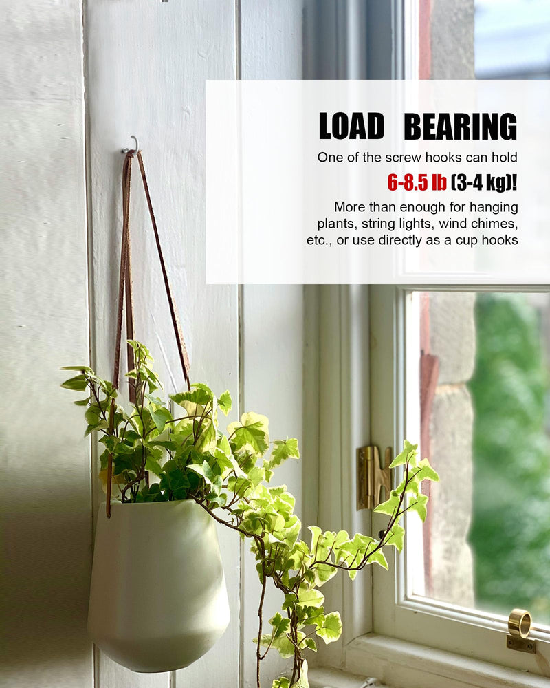 Ceiling Hooks – Vinyl Coated Screw Hooks – 1-1/2 Inches Cup Hooks – Screw-in Hooks – 20 Pack – White