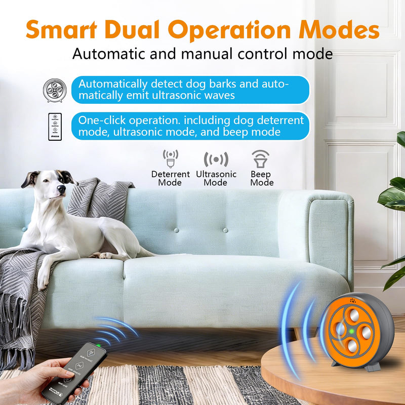 New Anti Barking Device for Dogs, Rechargeable Dog Barking Deterrent up to 75ft with Remote , Variable Ultra Frequency/6 Modes/IP65 Waterproof Dog Silencer Stop Neighbors‘ Dog from Barking (Orange) Orange Bark Deterrent Device