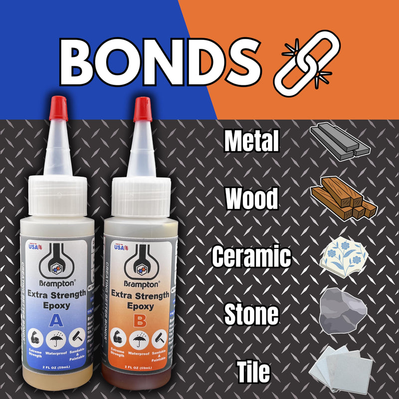 Brampton Extra Strength Epoxy - Epoxy Glue Kit for Metal, Wood, Tile, Most Plastics & More - 20 Minute Work Life - Strong, Durable, Waterproof, Sandable, and Paintable Epoxy Resin (4 oz Kit) 4 FL OZ KIT