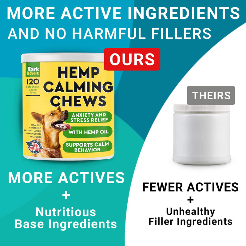 Glucosamine Dog Treats + Calming Hemp Treats Bundle - Senior Advanced Joint Health + Anxiety Relief - Chondroitin, Omega-3 + Hemp Oil - Hip & Joint Care + Stress Relief - 120 + 120 Chews - Made in USA