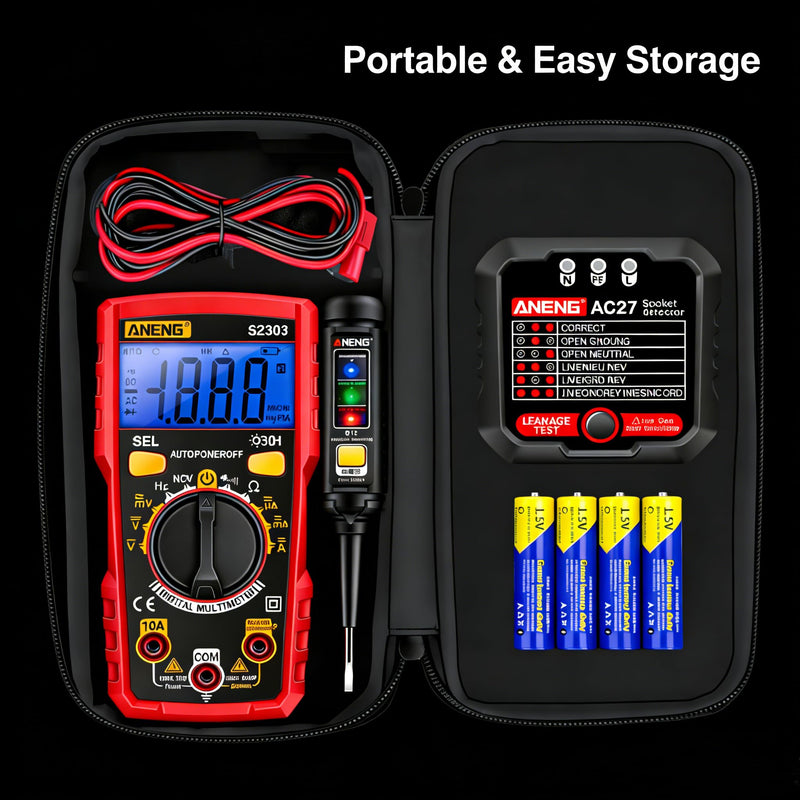 Electrical Test Kit with Digital Multimeter,Non Contact Voltage Tester,Outlet Tester,Auto-Ranging AC/DC Voltage,Current,Continuity,Resistance, Frequency,Breakpoint Finder,DIY Household Tools MT01 Tester Tools